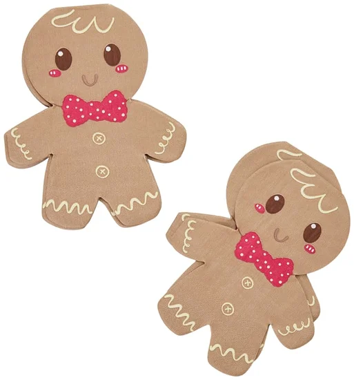 Snow Cool Gingerbread Cookie Shaped Paper Napkins, 20-Count