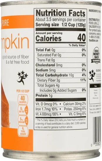 Food Lion 100% Pure Pumpkin