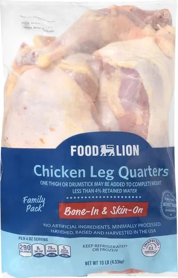 Food Lion Bone-In & Skin-On Chicken Leg Quarters Family Pack
