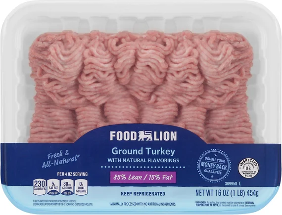 Food Lion Ground Turkey 85% Lean Fresh