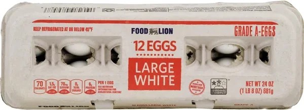 Food Lion Large White Eggs - 12 ct