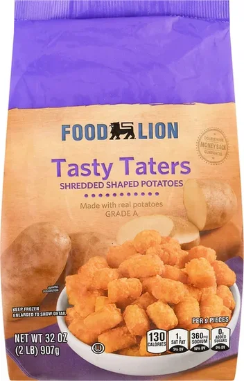 Food Lion Tasty Taters Shredded Shaped Potatoes Frozen