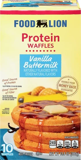 Food Lion Vanilla Buttermilk 12g Protein Waffles - 10 ct Frozen