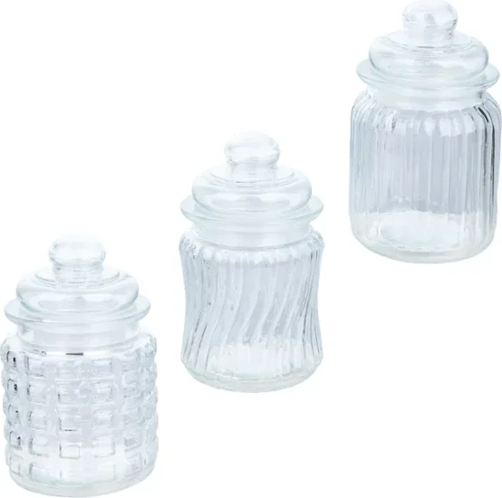 Glass Candy Jars with Tight-Sealing Lids, 5.125x3 in.
