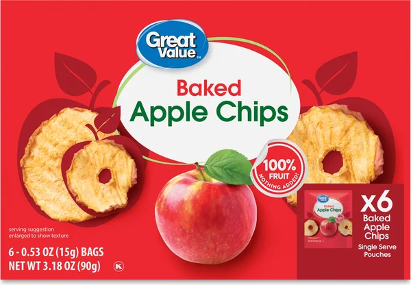 Great Value Baked Apple Chips, 0.53 oz, 6 Count
