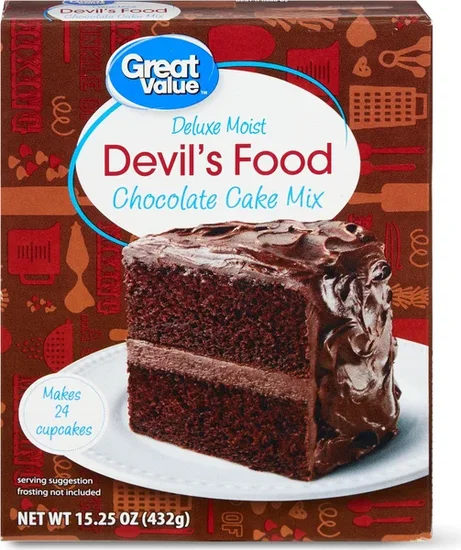 Great Value Deluxe Moist Devil's Food Chocolate Cake Mix, 15.25 oz Box
