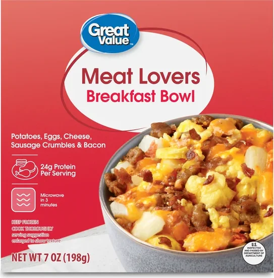 Great Value Frozen Meat Lovers Breakfast Bowl, 7 oz