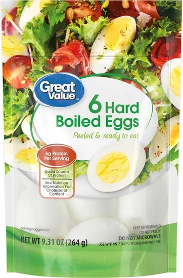 Great Value Hard Boiled Eggs, 9.31 oz, 6 Count