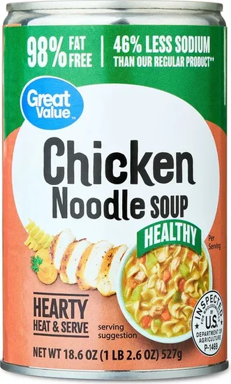 Great Value Heart Healthy Chicken Noodle Soup, 18.6 oz Can