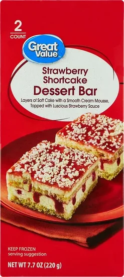 Great Value Strawberry Shortcake Dessert Bar, Frozen Layered Cake Dessert, 7.7 oz