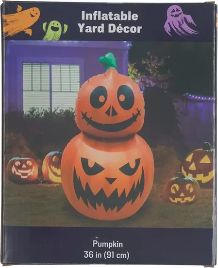 Halloween Blow Up Pumpkin Shaped Inflatable Yard Décor, 36 in