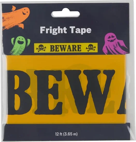 Halloween Printed Fright Tape Décor, 12 ft, 3 Assorted Designs