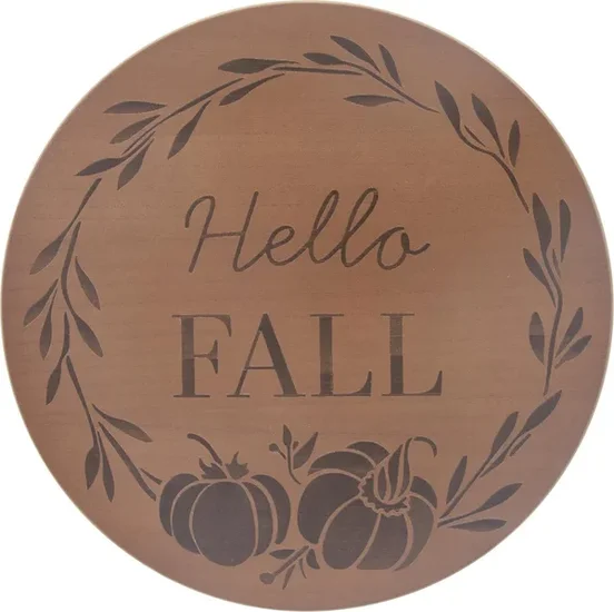 Harvest Hello Fall Printed Brown Lazy Susan Rotating Turntable