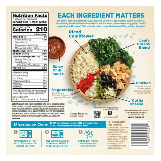 Healthy Choice Protein Bowls Spicy Black Bean & Chicken