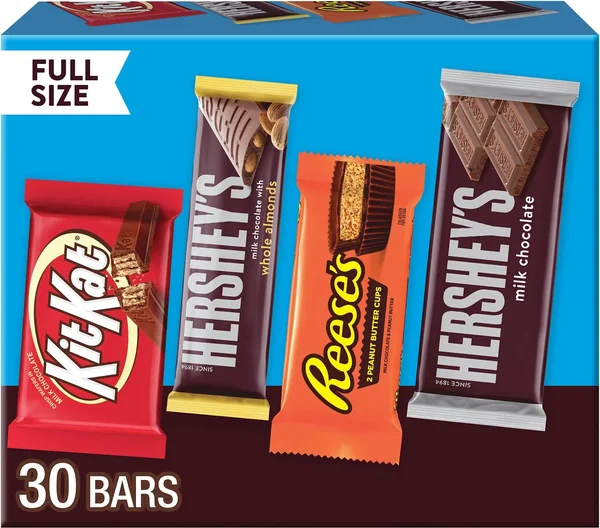 HERSHEY'S Variety Pack, Milk Chocolate Candy, 30 pk.