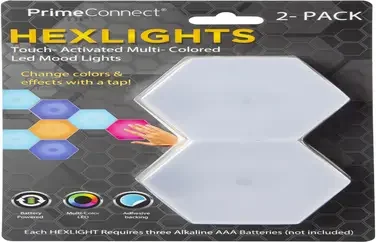 Hexlites Multicolor Touch-Activated LED Mood Lights 2-Pack