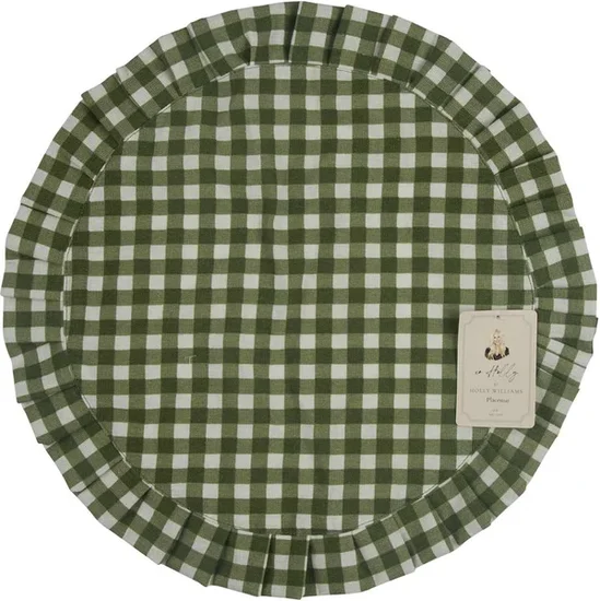 Holly Williams Fall Checks Pattern Round Placemat with Ruffle