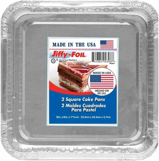 Jiffy-Foil Square Cake Pans, 8 in x 8 in, 2 ct