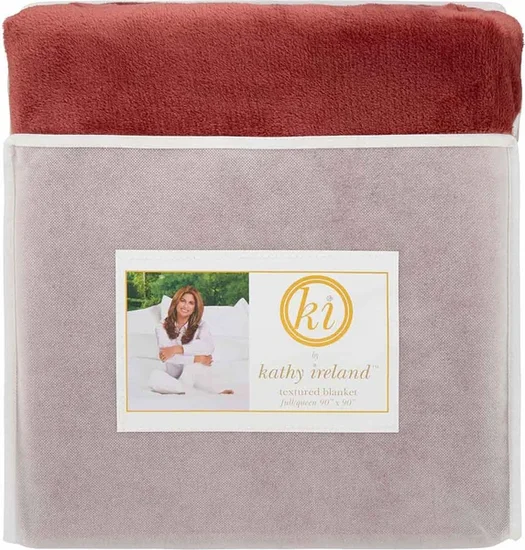 Kathy Ireland Wine Textured Blanket, 90x90 in