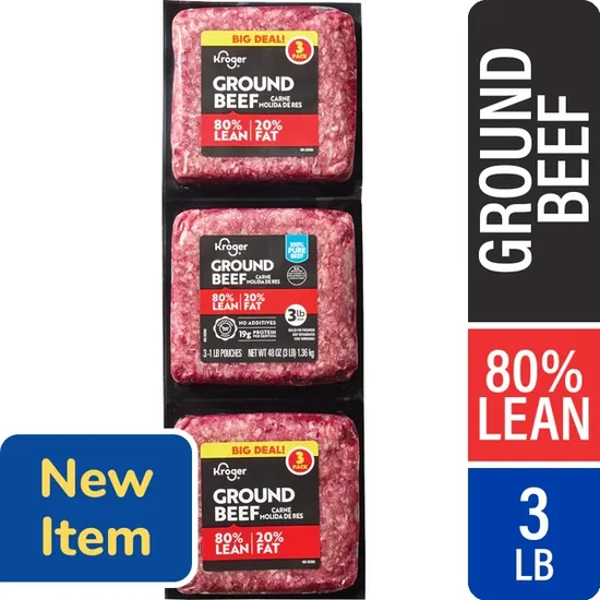 Kroger 80/20 Ground Beef Packs 3 LB BIG DEAL!