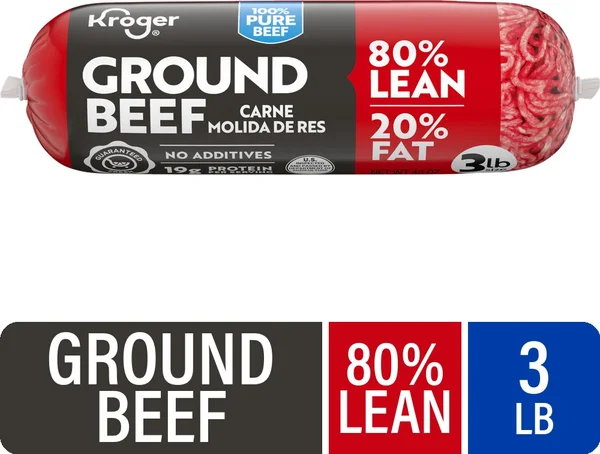 Kroger 80/20 Ground Beef Roll 3 LB (Limit 2 at sale price)