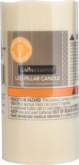 Luminessence Battery-Operated Ivory Wax LED Pillar Candles, 5 in.