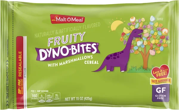 Malt-O-Meal Fruity Dyno Bites with Marshmallows Kids Breakfast Cereal, Gluten Free, 15 oz Bag