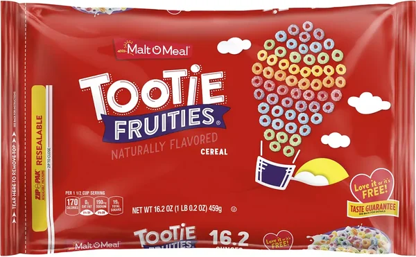 Malt-O-Meal Tootie Fruities Breakfast Cereal, Colorful and Fruity Cereal for the Family, 16.2 oz Bag