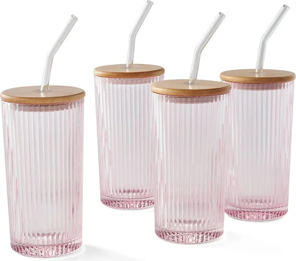 Member's Mark 4-Pack Glass Tumblers with Beech Wood Lids