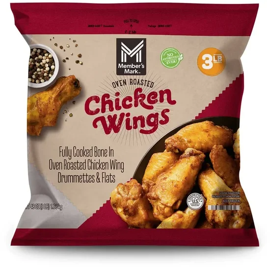 Member's Mark Bone-In Oven Roasted Chicken Wings, Frozen, 3 lbs.