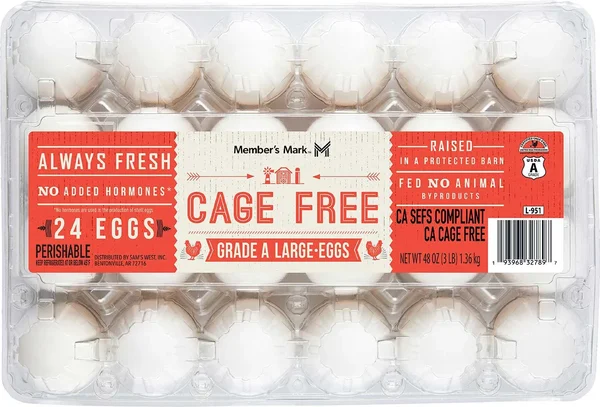 Member’s Mark Cage Free Grade AA Large White Eggs, 2 dozen