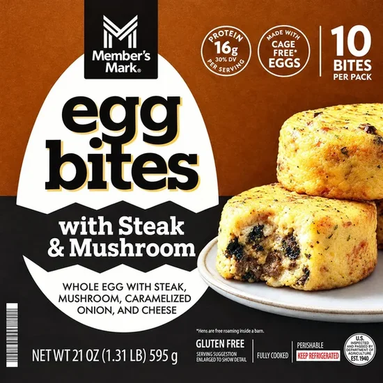 Member's Mark Steak and Mushroom Egg Bites, 5 packages of 2, Refrigerated, 21oz