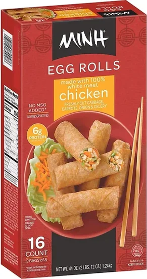 Minh Chicken Egg Rolls, Frozen, 2.75 oz., 16 ct.