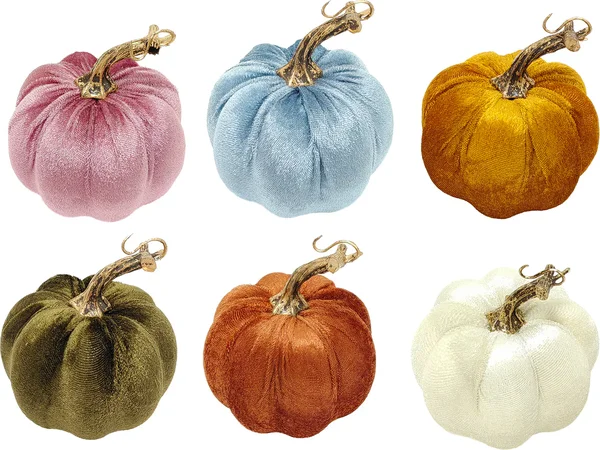 Modern Velvet Pumpkins, 4x4x4.5 in.
