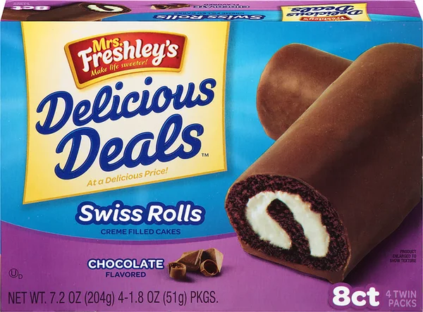 Mrs. Freshley's Swiss Rolls, 8-ct. Packs