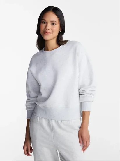 No Boundaries Women's Boxy Fleece Sweatshirt, Platinum Silver Heather, Midweight, Sizes XXS-4X