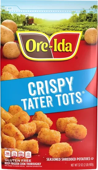 Ore-Ida Crispy Tater Tots Seasoned Shredded Potatoes Frozen