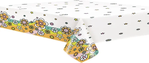 Plastic Table Cover 54in x 84in - Flower Power