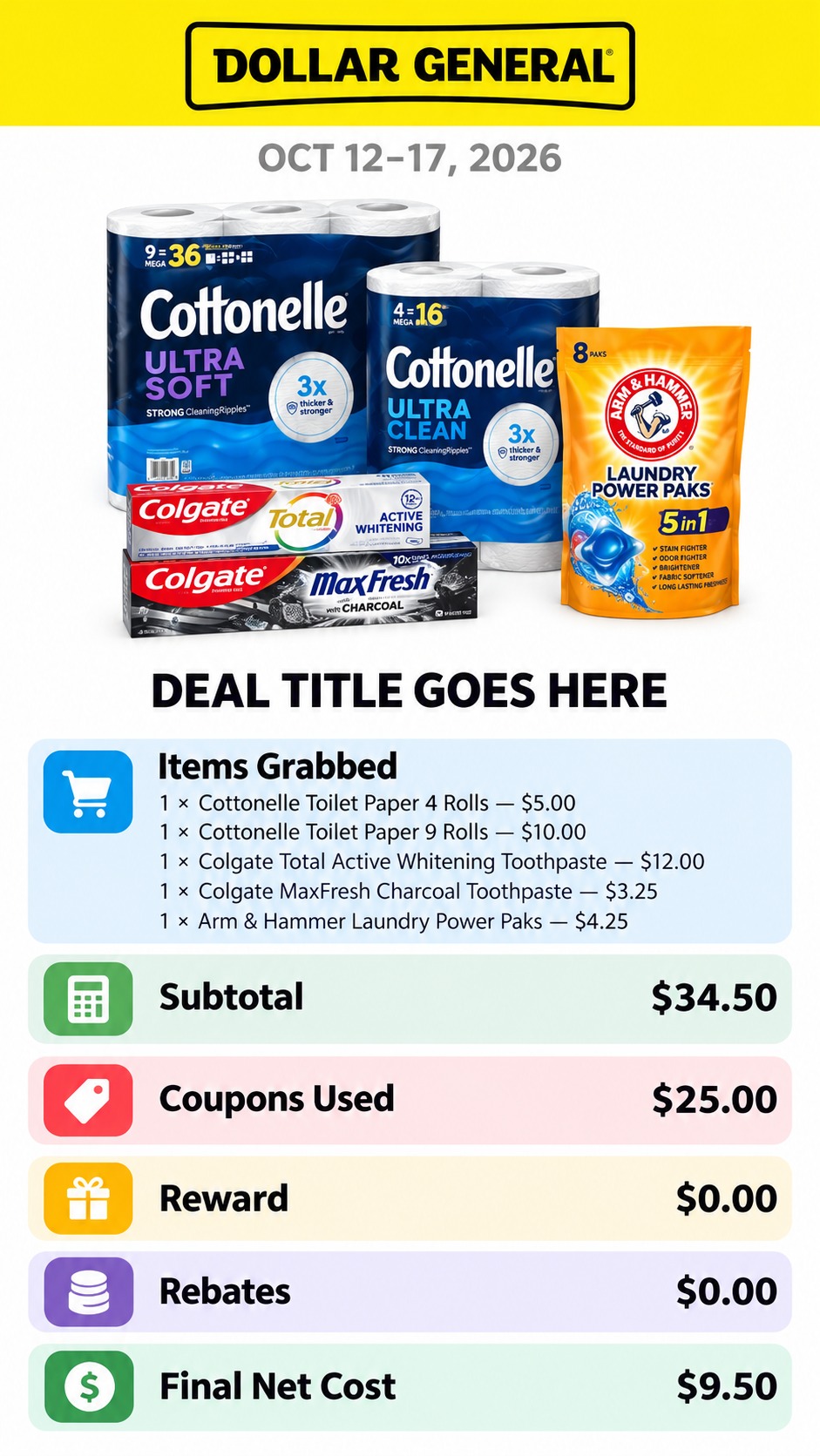 Cottonelle, Colgate, and Arm & Hammer Basket Deal