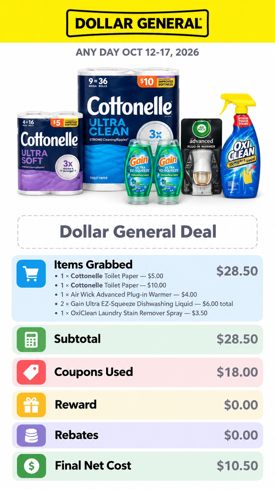 Cottonelle, Gain, Air Wick, and OxiClean Household Deal