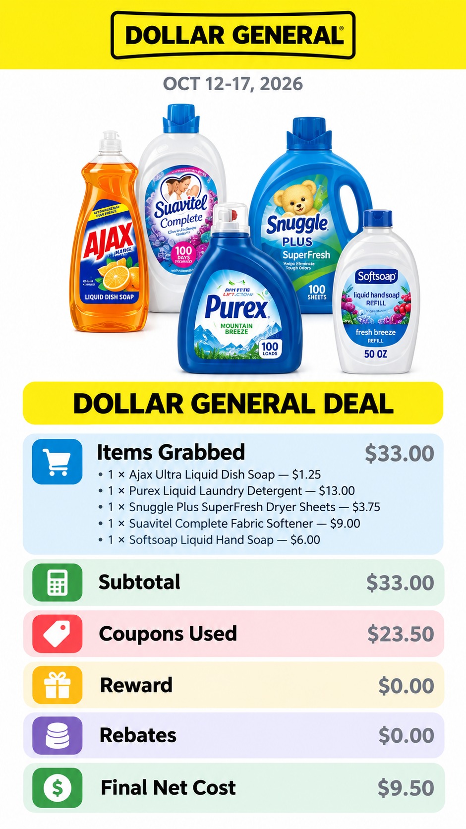 Ajax, Purex, Snuggle, Suavitel & Softsoap Basket