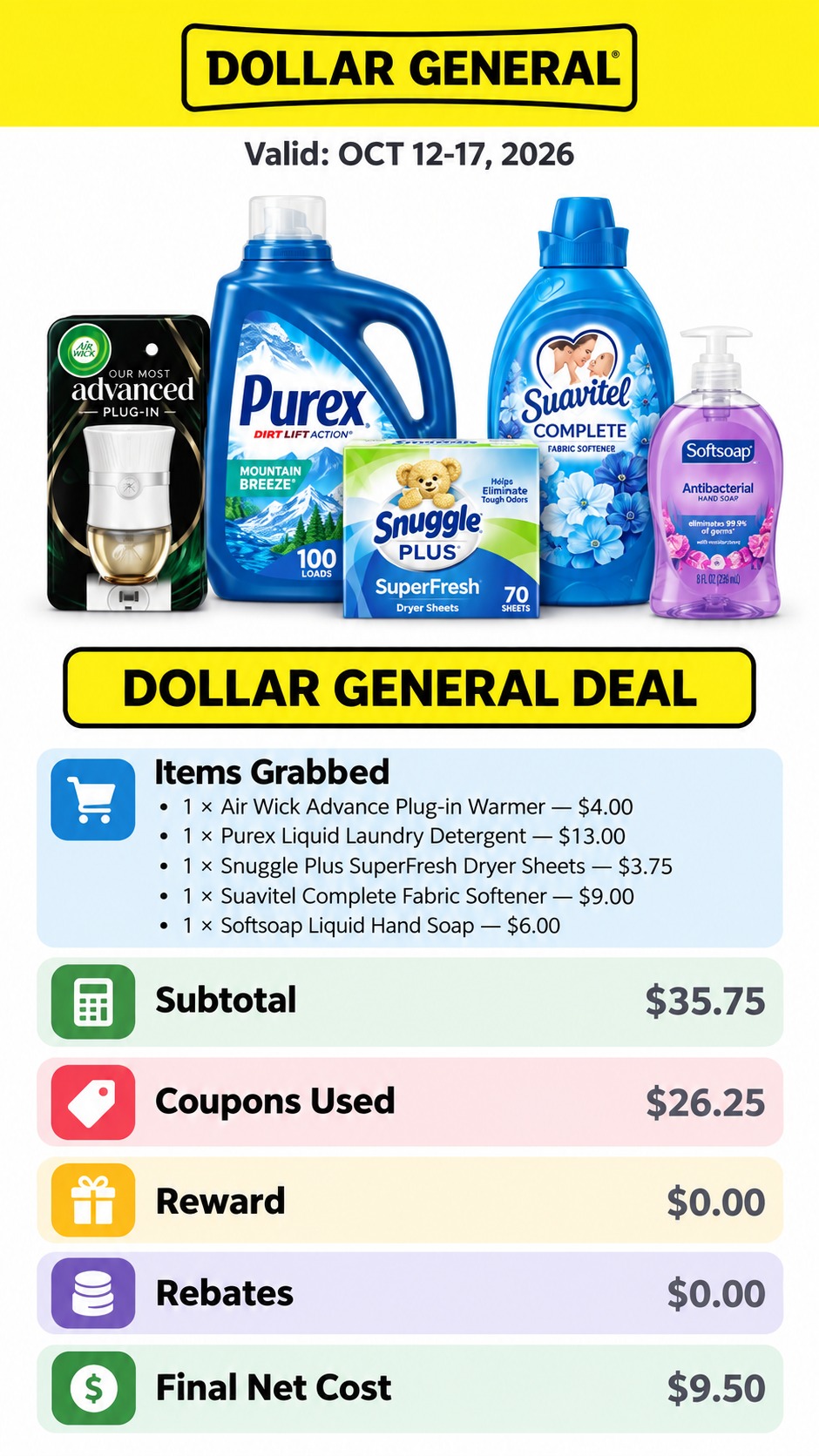 Dollar General Laundry, Cleaning and Hand Soap Bundle