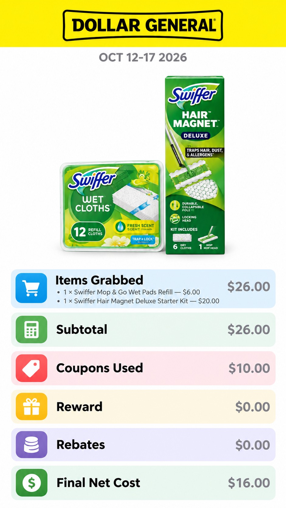 Swiffer Hair Magnet Starter Kit and Mop & Go Refill
