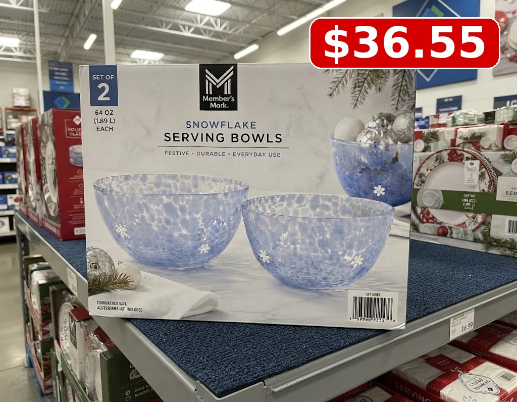Member’s Mark Holiday Icon Serving Bowl 2-Piece Set - Snowflake