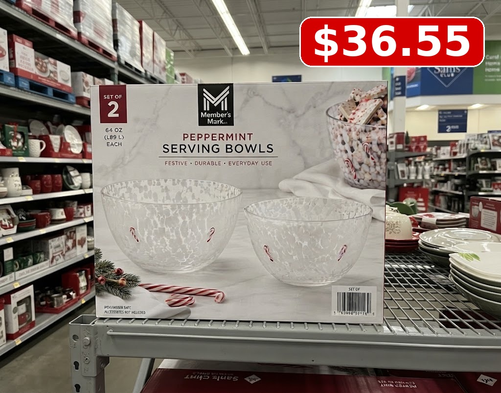 Member’s Mark Holiday Icon Serving Bowls - Candy Cane