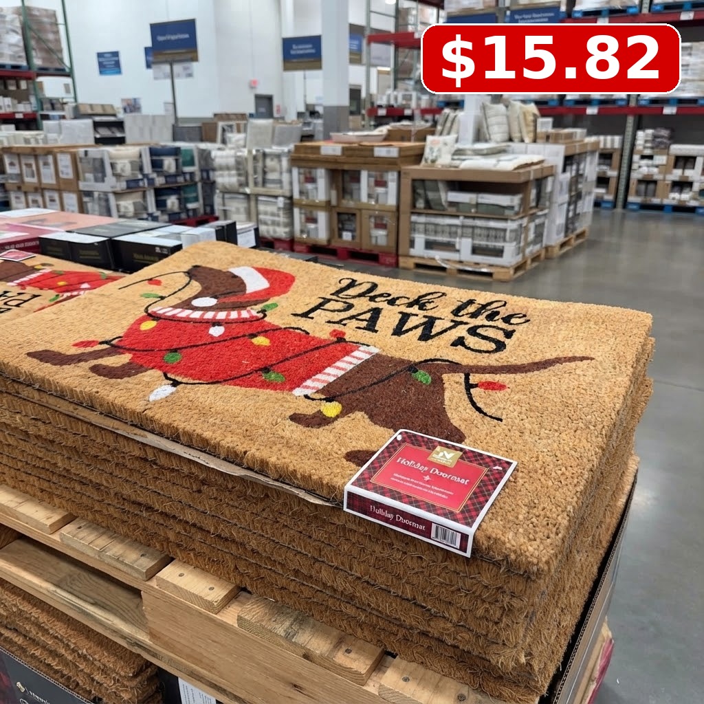 Member’s Mark Holiday Coir Doormat - Deck the Paws