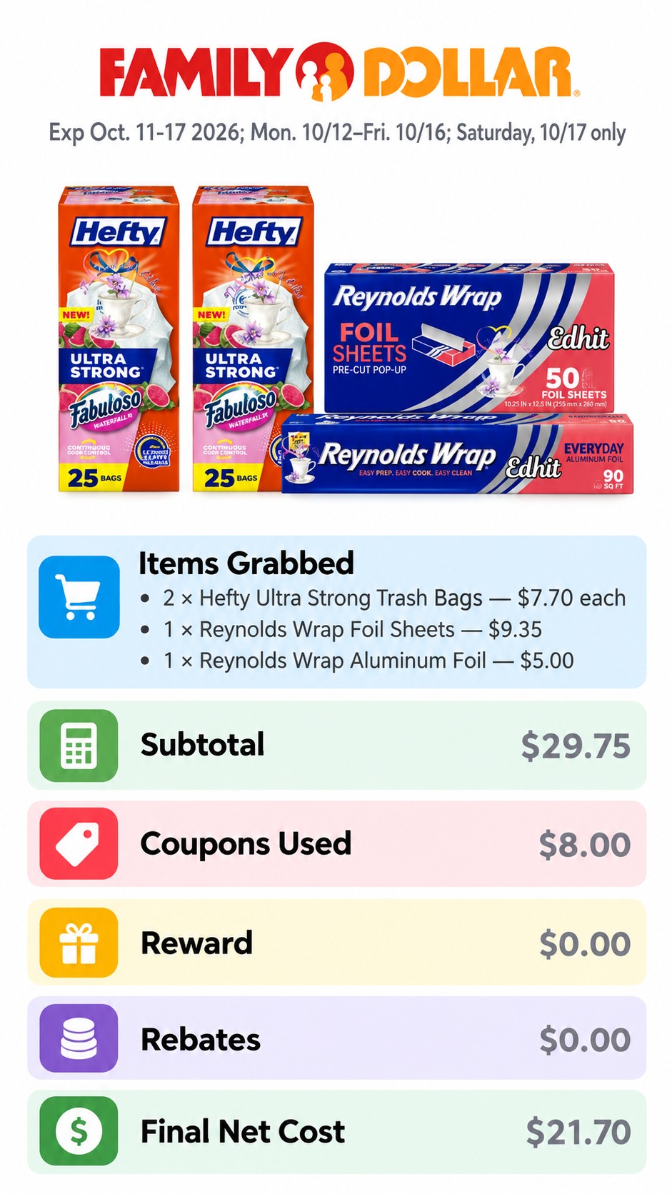 Hefty and Reynolds Household Supplies