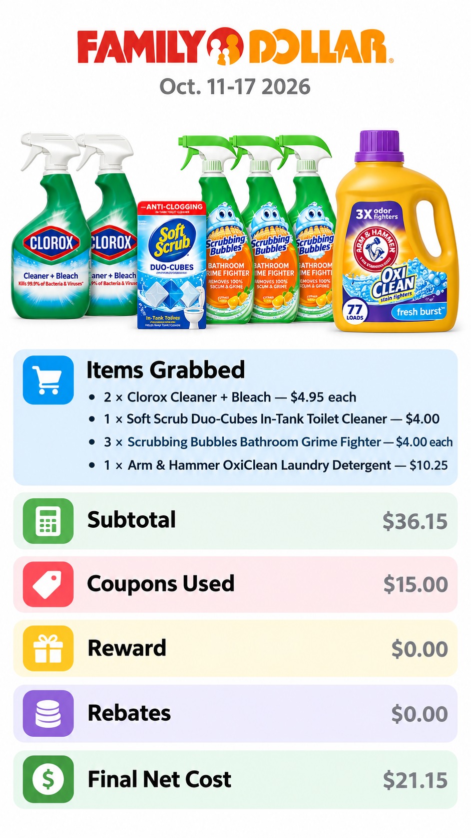 Clorox, Soft Scrub, Scrubbing Bubbles & Arm & Hammer Cleaning Bundle
