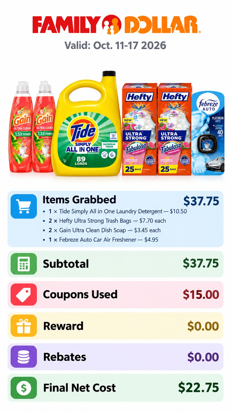 Tide, Hefty, Gain, and Febreze Household Essentials
