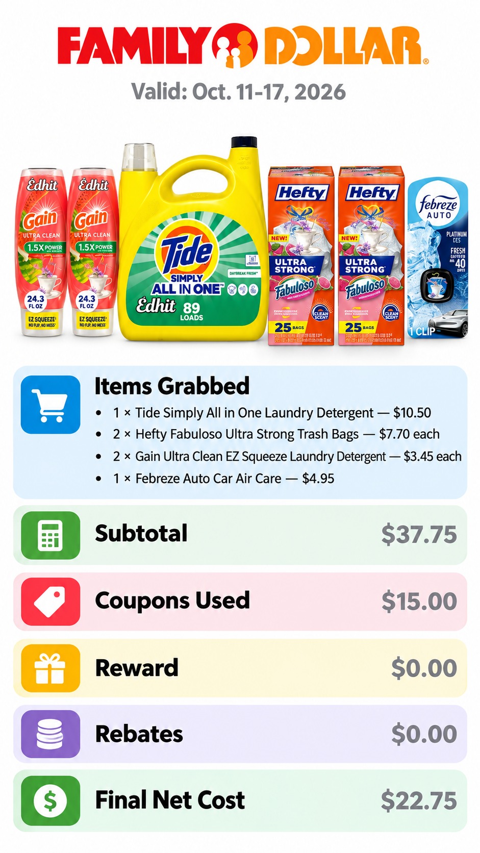 Tide, Hefty, Gain and Febreze Household Bundle